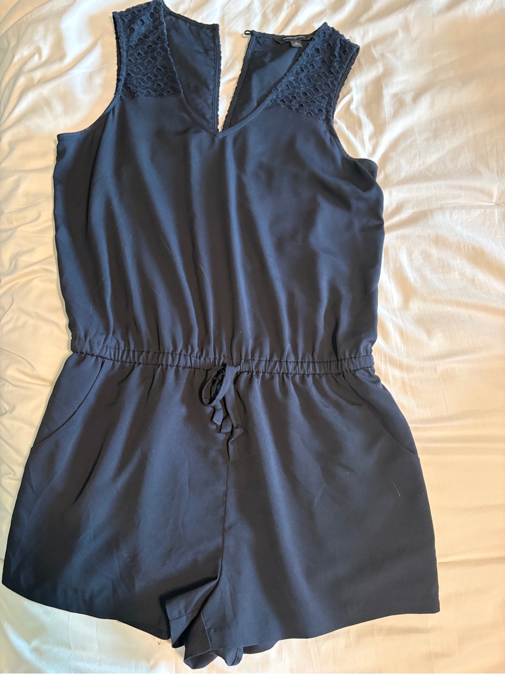 Banana Republic Black Eyelet Romper Sleeveless Size 8